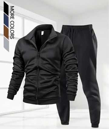 2 Pcs Men's Fleece Plain Zipper Track Suit